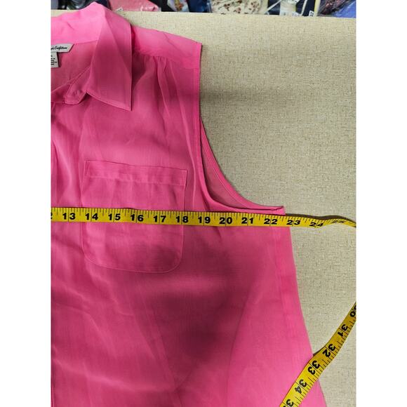 American Eagle Women's Pink Sheer Top Sz Large Pleated Back Fairy Preppy - Picture 6 of 8